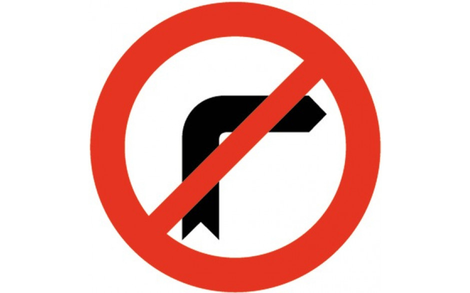 Baustellenverkehrszeichen § 52/3b Einbiegen nach rechts verboten 670 x 1,5 mm