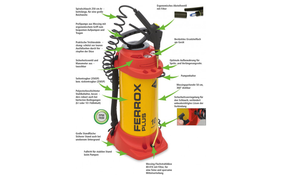 MESTO Schalölspritze Ferrox Plus 10 l mit kompletter Spritzleitung und Rohr