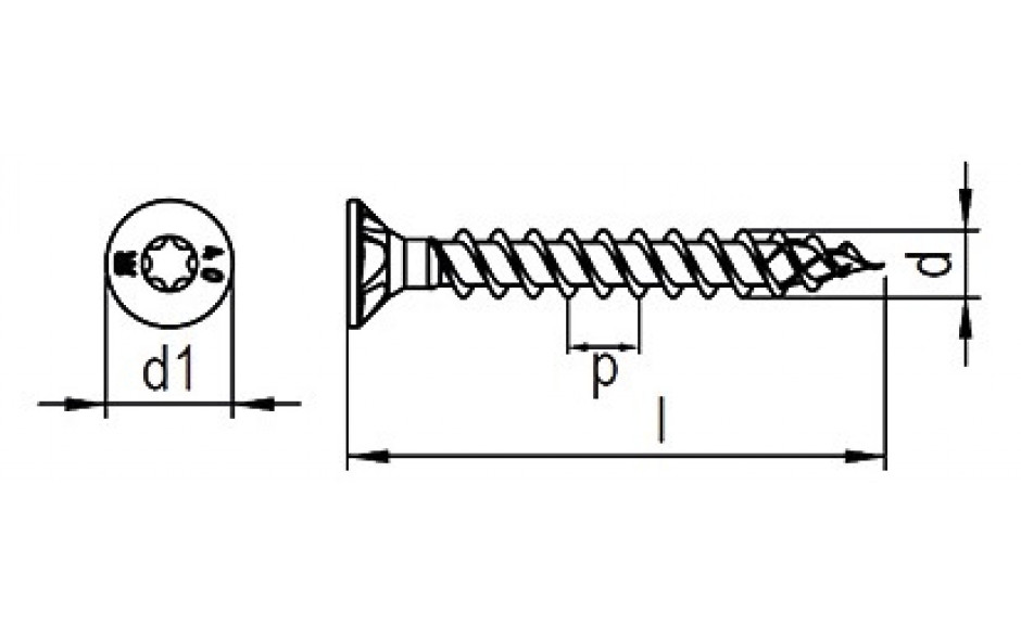 DNS® Spanplattenschraube - Senkkopf - Vollgewinde - verzinkt blau - 4 X 25 - TX20 - ETA 11/0106
