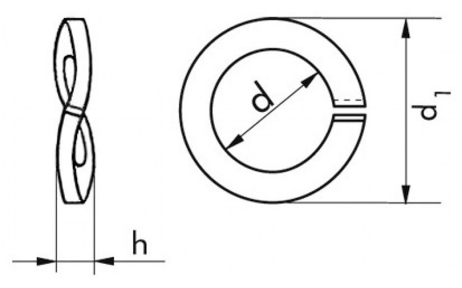 Federring DIN 128B - Federstahl - mechanisch verzinkt gelb - M10=10,2mm