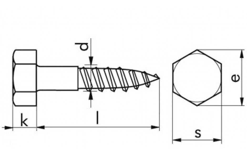 Sechskant-Holzschraube DIN 571 - A2 - 6 X 45