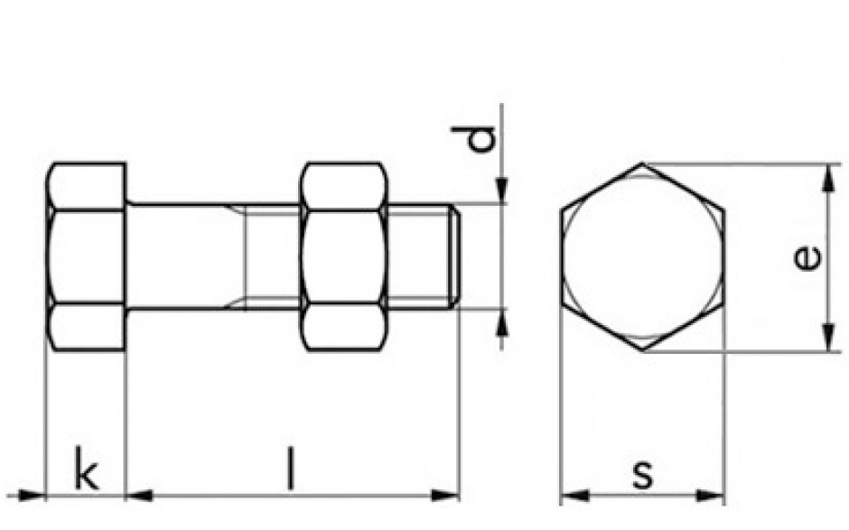 Sechskantschraube mit Mutter DIN 601 - 4.6 - feuerverzinkt - M16 X 80
