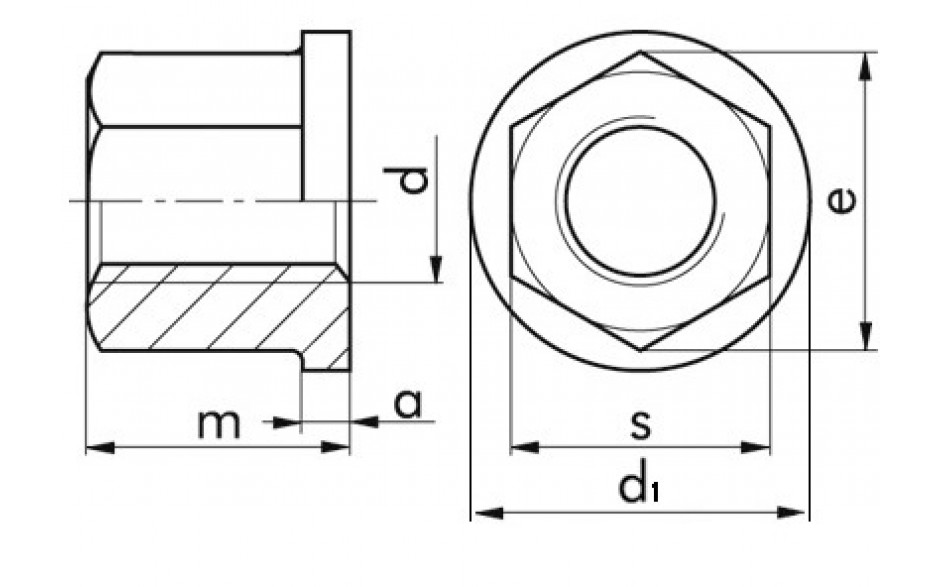 Sechskantmutter mit Bund DIN 6331 - 10 - blank - M24