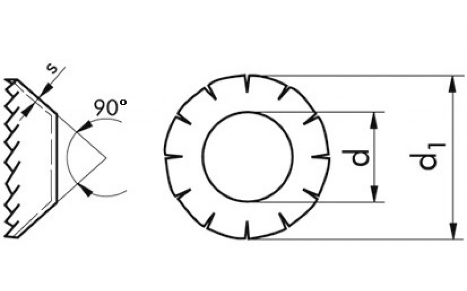 Fächerscheibe DIN 6798V - Federstahl - blank - M6=6,4mm