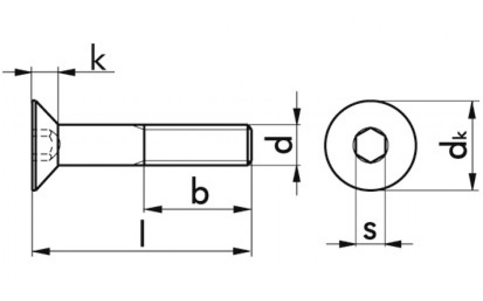 Senkschraube mit Innensechskant ISO 10642 - 08.8 - blank - M3 X 12