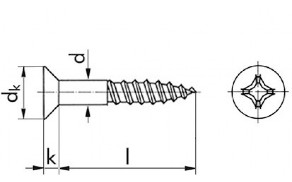 Senk-Holzschraube DIN 7997 - A2 - 4 X 35 - PZ