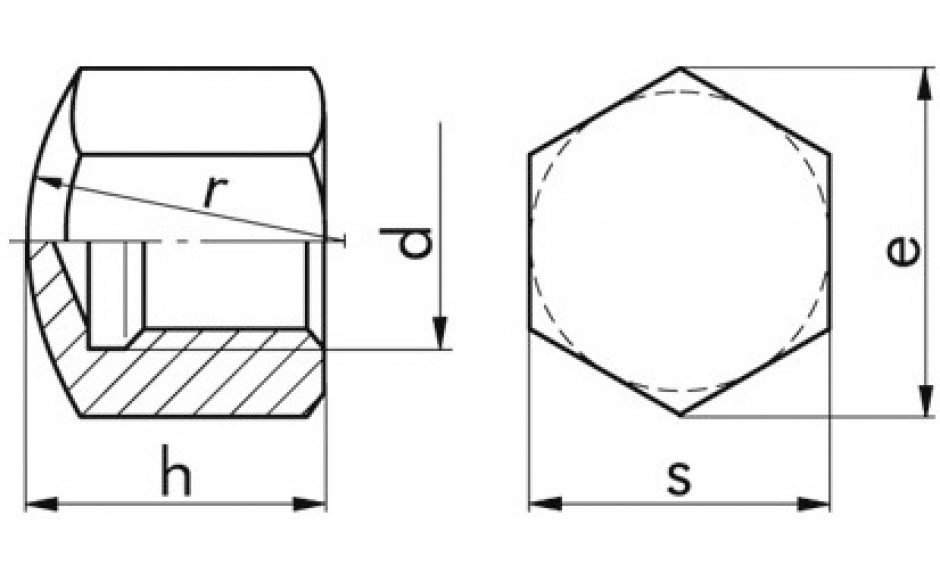 Hutmutter DIN 917 - Messing - blank - M12