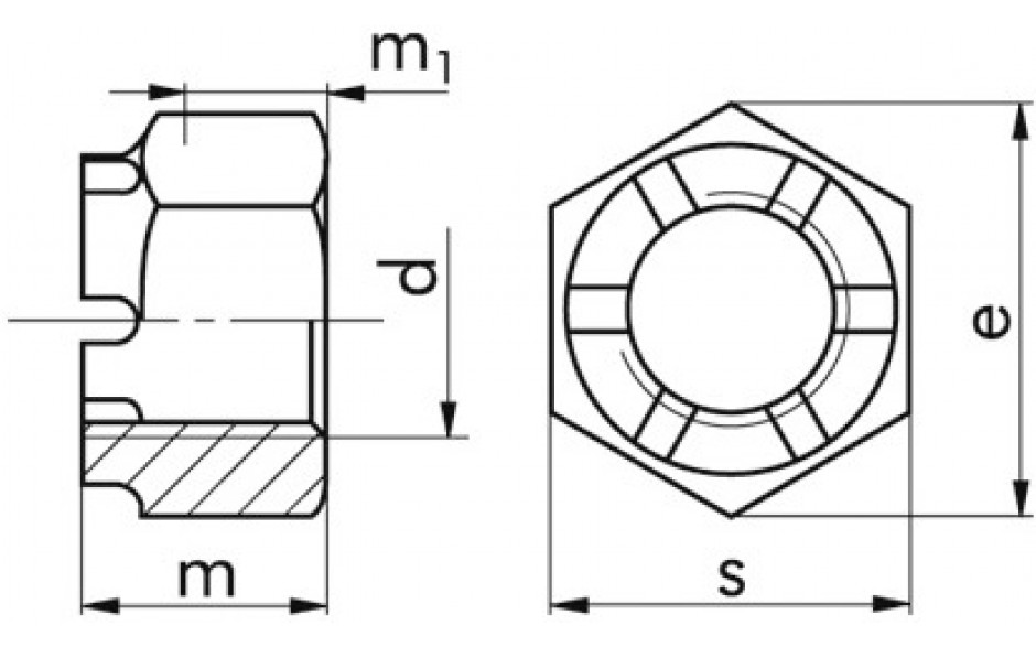 Kronenmutter DIN 935 - 8 - blank - M39