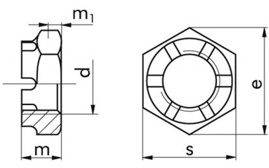 Kronenmutter DIN 937 - 17H - blank - M8