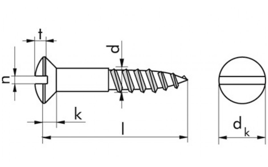 Linsensenk-Holzschraube DIN 95 - Messing - verchromt - 3,5 X 25