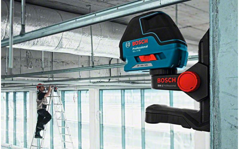 Linienlaser GLL 3-50, mit Laser-Empfänger LR2, Universalhalterung BM1, L-BOXX