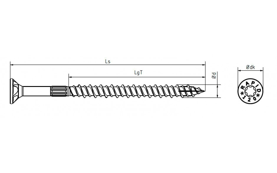 Spanplattenschraube RAPID® - Senkfrästaschenkopf - YellWin500 - 3,5 X 30/20 - TX20 - ETA 12/0373