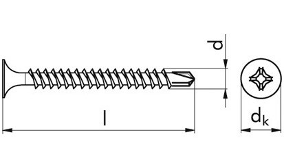 Gipsplattenschraube Bohrspitze TSD - EN 14566 - phosphatiert, Klasse 48 - 3,5 X 45 - CE
