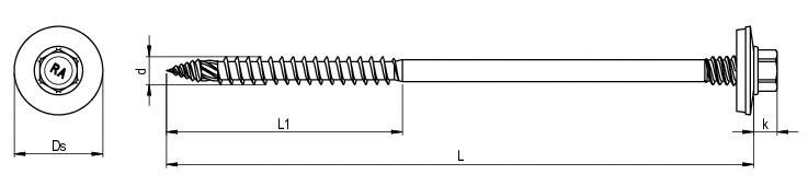 Sandwich Bohrschraube - Ø19 EPDM-Dichtscheibe - Bimetall/Ruspert® - 6,0 X 235 - SW8