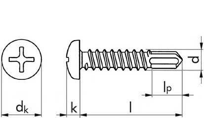 Bohrschraube Linsenkopf DIN 7504N - A2 - 3,5 X 9,5 - PH