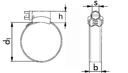 Schlauchschelle mit Schneckengewinde DIN 3017-1 - Form A - W1 - Bandbreite 12 - Spannbereich 80 - 100
