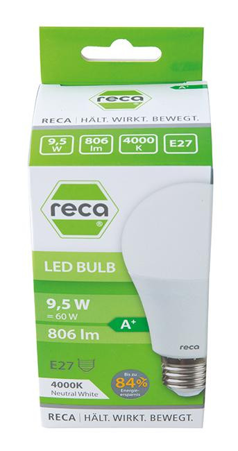 RECA LED BULB 9,5W E27 NEUTRALWEIß 806LM
