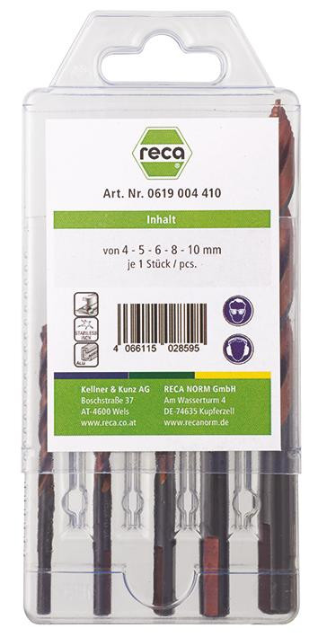 RECA TIP TOP Spiralbohrer Starter HSSX-O Set 5-teilig 4 - 10 mm