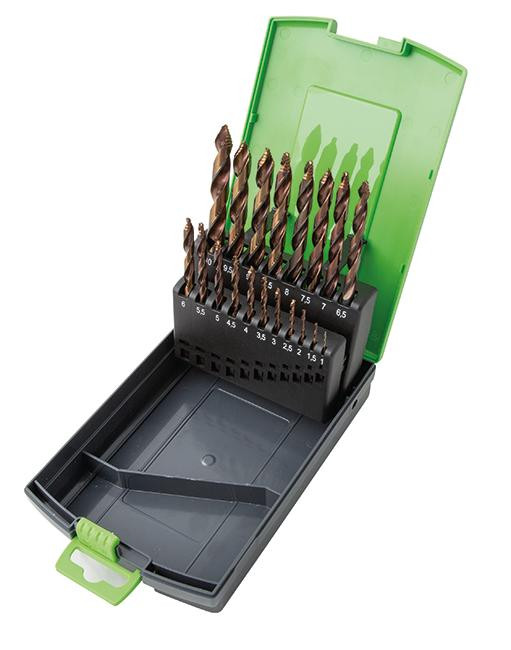 RECA Spiralbohrerkassette TIP TOP HSSX-O DIN 338 Durchmesser 1 - 10 mm 19-teilig Durchmesser