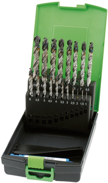 RECA Evo Spiralbohrer Kassette Save HSS DIN 338 blau Durchmesser 1 - 10 mm 28-teilig Durchmesser 1 - 5 mm doppelt bestückt