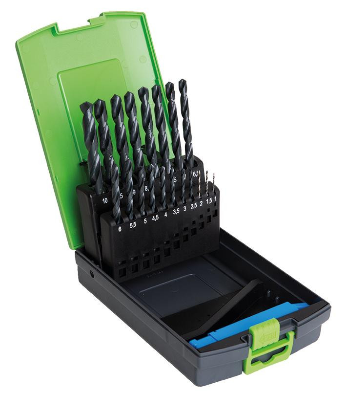 RECA Spiralbohrer Kassette safe-Plus HSS DIN 338 Durchmesser 1 - 10 mm 28-teilig Durchmesser 1 - 5 doppelt bestückt