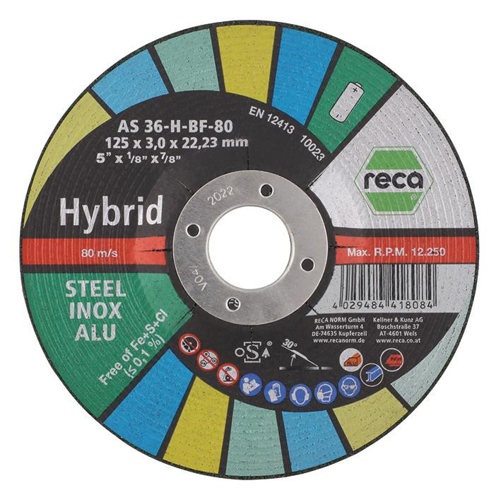 RECA Hybrid Schruppscheibe gekröpft Durchmesser 125 mm Stärke 3 mm Bohrung 22,23 mm
