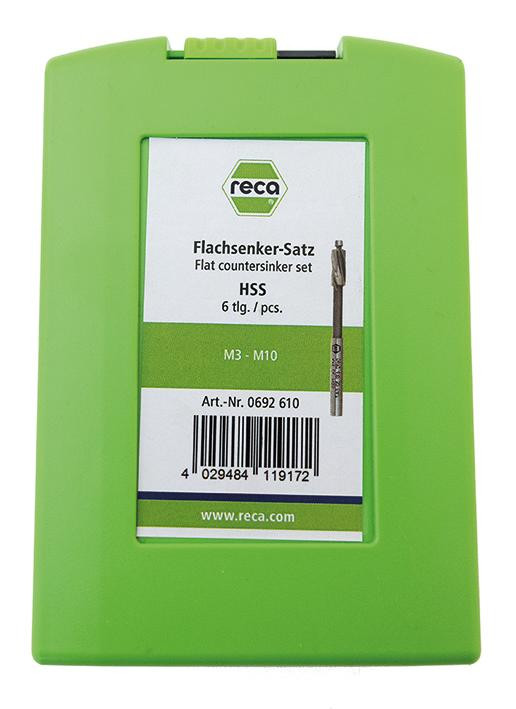 RECA Flachsenker-Satz HSS 6teilig M3-M10 in Kunststoffkassette