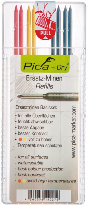 Ersatzminen PICA Dry Gelb/Rot/Graphit