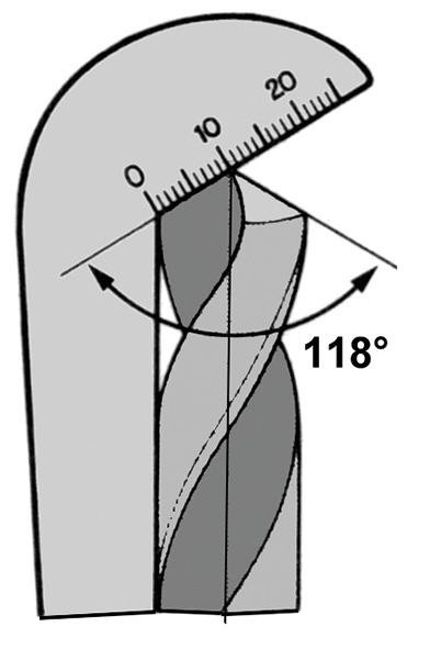 Spiralbohrer Schleiflehre 118°, Messbereich 0-25 mm