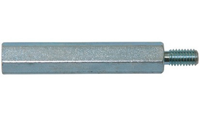 Abstandsbolzen mit Innen- und Außengewinde - Stahl - verzinkt blau - Schlüsselweite 5,5 - M3 X 12-7-6 - mit Gewindefreistich