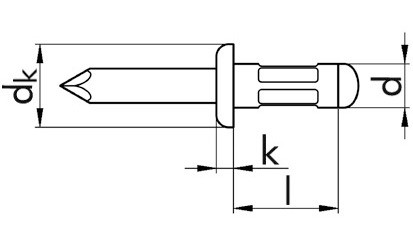 Mehrbereichsniete - Flachkopf - Alu/Stahl - 4 X 9,5 - Klemmbereich 1,0 - 6,0