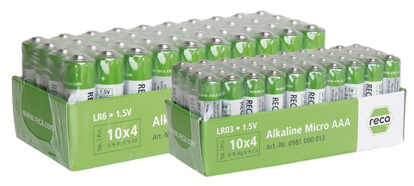 RECA Batterie Alkaline Typ AAA weiß grün 40 Stück