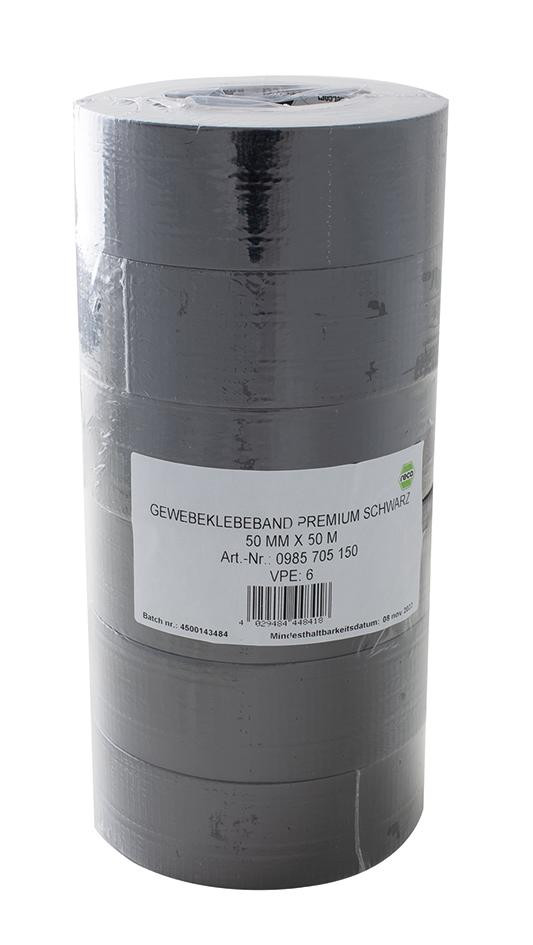Gewebeklebeband Schwarz 50mm x 50m x 225µm