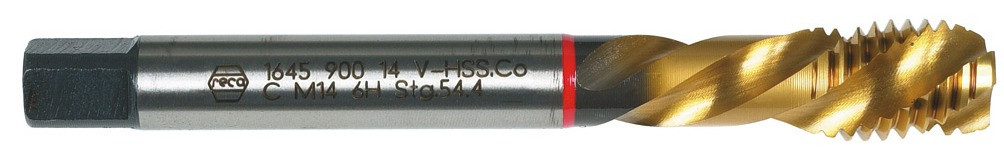 RECA Maschinengewindebohrer DIN 376C HSSE-TIN spiralgenutet 40° für Sackloch M12