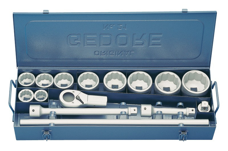 GEDORE 12-kant-Steckschlüssel-Satz Antrieb 1" D 21 EMU-10 15-teilig SW 36-80 mm