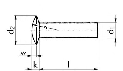 Linsenniete DIN 662 - Stahl - blank - 2,5 X 7