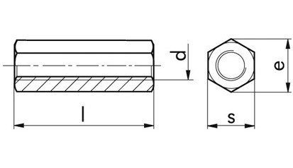 Sechskantmutter DIN 6334 - A2 - M5 X 15