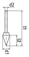 RECA Hartmetall-Frässtifte Spitzkegelform ohne Spanbrecher Durchmesser x Länge 12 x 25 mm mit 6 mm Schaft