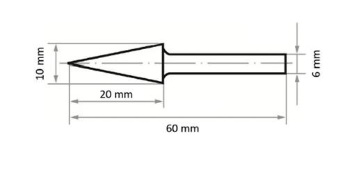 HSS-Fräser M Spitzkegelform 10x20 mm Schaft 6 mm Verzahnung 3