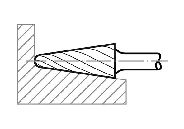 HSS-Fräser L Rundkegelform 16x30 mm Schaft 6 mm Verzahnung 3