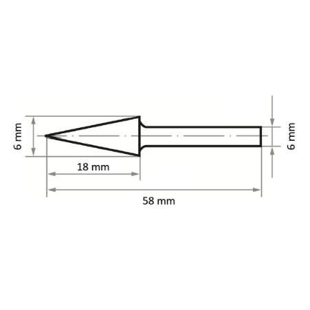 HSS-Fräser M Spitzkegelform 6x18 mm Schaft 6 mm Verzahnung 3