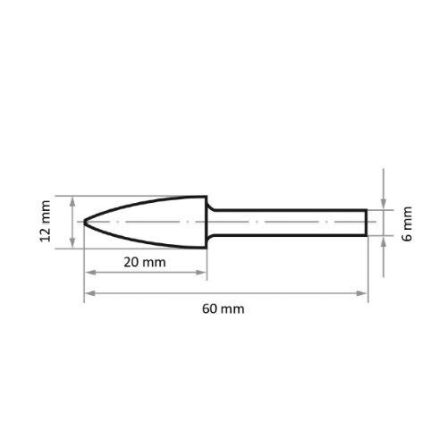 HSS-Fräser G Spitzbogenform für 12x20 mm Schaft 6 mm Verzahnung 3