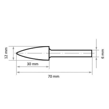 HSS-Fräser G Spitzbogenform 12x30 mm Schaft 6 mm Verzahnung 3