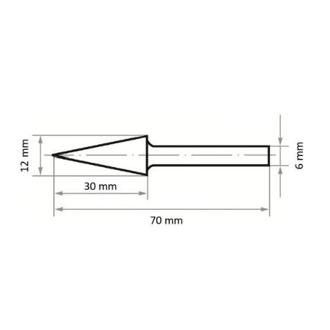 HSS-Fräser M Spitzkegelform 12x30 mm Schaft 6 mm | Verzahnung 3