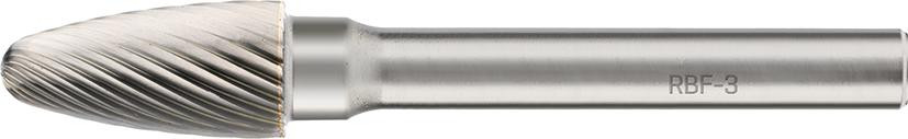 RECA Hartmetall-Frässtifte Rundbogenform ohne Spanbrecher Durchmesser x Länge 6 x 18 mm mit 6 mm Schaft