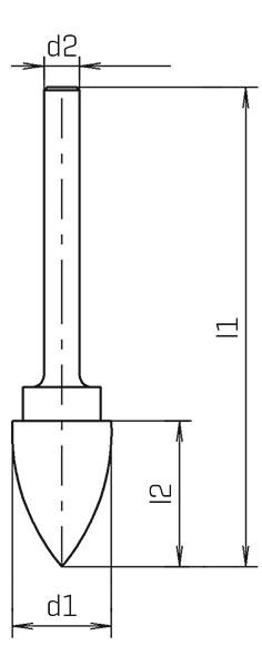 RECA Hartmetall-Frässtifte Rundbogenform kreuzverzahnt Durchmesser x Länge 8 x 18 mm mit 6 mm Schaft