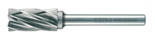 RECA Hartmetall-Frässtifte Zylinderform mit Stirnverzahnung, Aluminium, Durchmesser x Länge 12 x 25 mm mit 6 mm Schaft