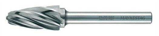 RECA Hartmetall-Frässtifte Rundbogenform, aluminium, Durchmesser x Länge 12 x 25 mm mit 6 mm Schaft