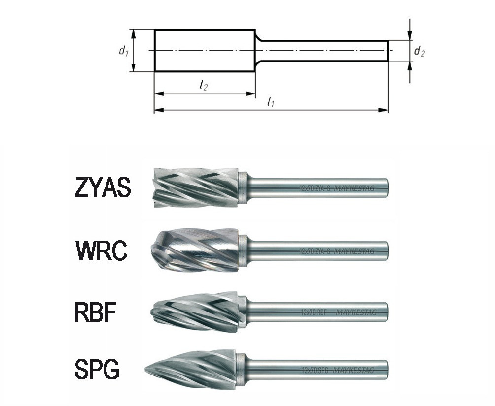 RECA Hartmetall-Frässtifte Spitzbogenform, aluminium, Durchmesser x Länge 12 x 25 mm mit 6 mm Schaft