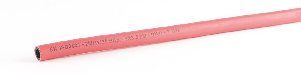 Autogenschlauch rot für Acetylen 9x3,5mm 10 Meter per Rolle
